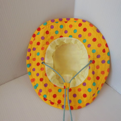 ガーゼ　黄色　水玉　帽子　子供用　４６cm 4枚目の画像