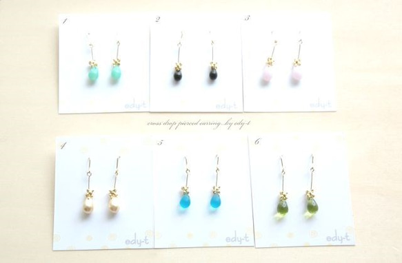 cross drop pierced earring 2枚目の画像