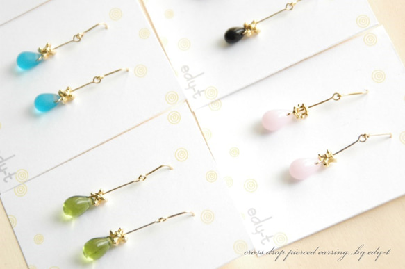 cross drop pierced earring 3枚目の画像