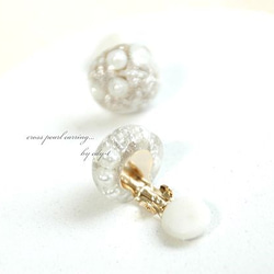 cross pearl earring／silver 2枚目の画像