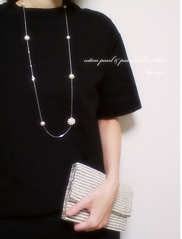 再cotton pearl & pear lball necklace 1枚目の画像