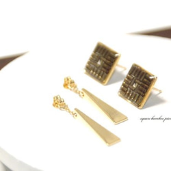 square bamboo pierced earring 1枚目の画像