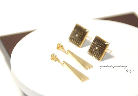 square bamboo pierced earring 1枚目の画像