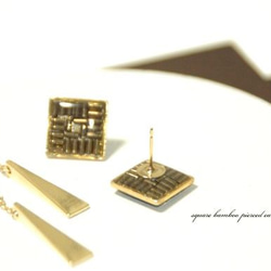 square bamboo pierced earring 2枚目の画像