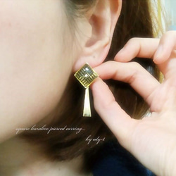 square bamboo pierced earring 4枚目の画像