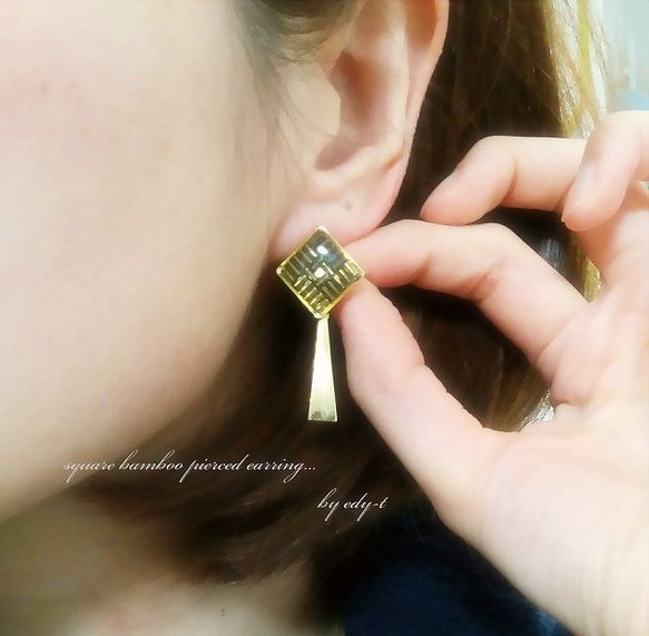 square bamboo pierced earring 4枚目の画像