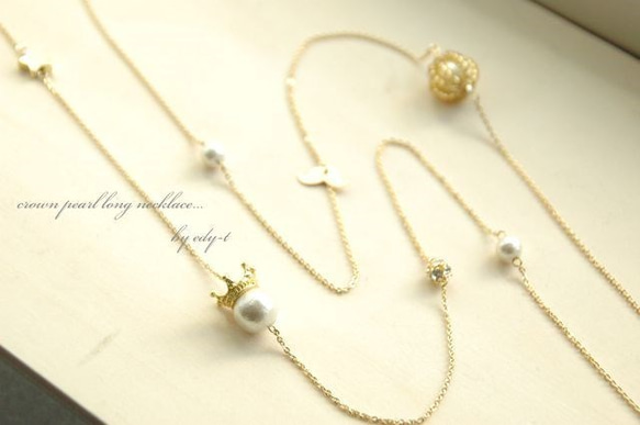 crown pearl long necklace 1枚目の画像