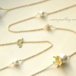 crown pearl long necklace 2枚目の画像