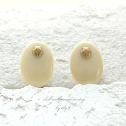 shell oval pierced earring 2枚目の画像