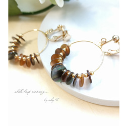 送料無料☆shell hoop earring/blown 3枚目の画像