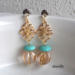 〜Flower×turquoise〜ピアス 1枚目の画像