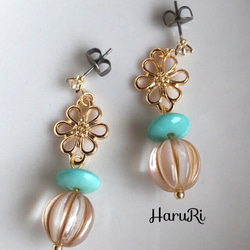 〜Flower×turquoise〜ピアス 2枚目の画像