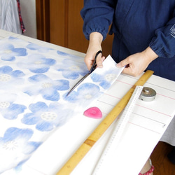 おしゃれ のれん ロング 目隠し 暖簾 和風 のれんものがたり 桜 ブルー 85×170cm 綿100% 5枚目の画像