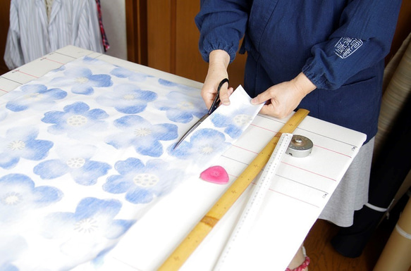 おしゃれ のれん ロング 目隠し 暖簾 和風 のれんものがたり 桜 ブルー 85×170cm 綿100% 5枚目の画像