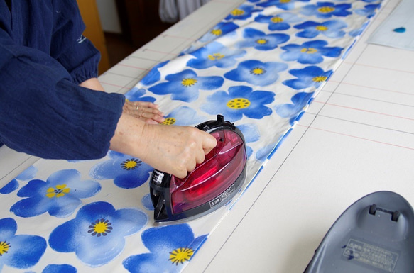 おしゃれ のれん ロング 目隠し 暖簾 和風 のれんものがたり 桜 ブルー 85×170cm 綿100% 8枚目の画像