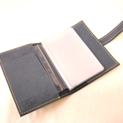 革のカードケース　　おしゃれなグレーブルー色 6枚目の画像