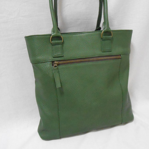 グリーンレザー トートバッグ 大きめ