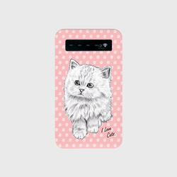 猫好きのためのモバイルバッテリー　チンチラシルバー　ピンク 1枚目の画像