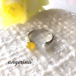 Yellow Opal&Mini Pearl♡Folk Ring SILVER 2枚目の画像