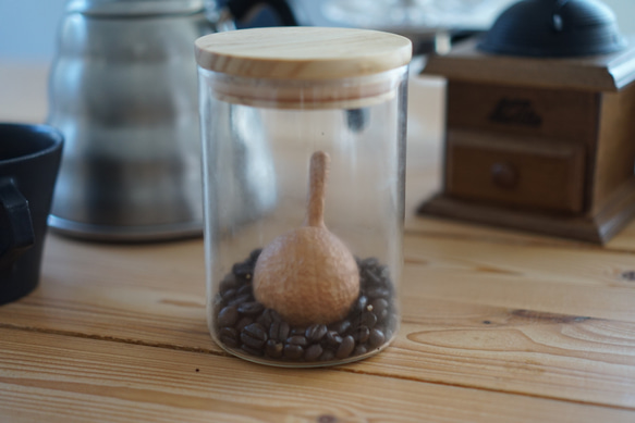 【受注制作】でこぼこ　木製 コーヒーメジャースプーン　蜜蝋仕上げ 5枚目の画像