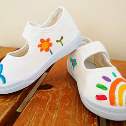 夏の手描きの靴|キャンバスシューズ|人形の靴|子供モデル|かわいい風[ゼロコード特別] 4枚目の画像
