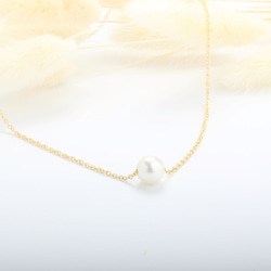 14KGF 包金/注金 9mm 白色 Pearl 淡水珍珠 項鍊 第3張的照片