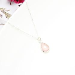 水滴 粉晶 (小) Rose Quartz s925 純銀 項鍊 情人節 禮物 第4張的照片