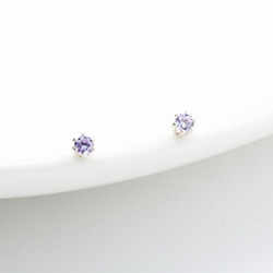 ミニ 王冠　- 3mm スイス　彩色ダイヤ　一粒ダイヤ　ジルコン　シルバーs925　ピアス イヤリング 3枚目の画像