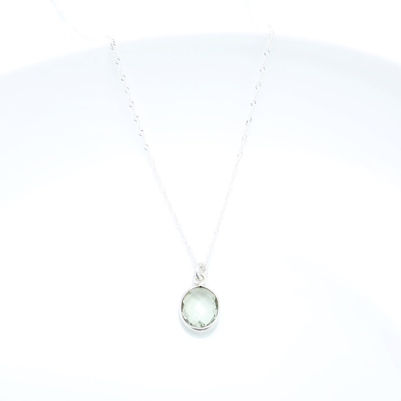 氣質橢圓 綠水晶 Green Quartz s925 純銀 項鍊 禮物 第2張的照片