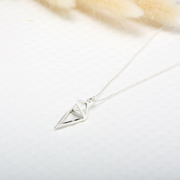 幾何 立體 鑽石 三角 幾何 Triangle s925 純銀 項鍊 聖誕節 禮物 第4張的照片