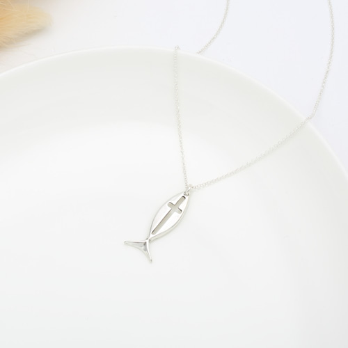 五つのパンと二匹の魚 クロス イクトゥス シルバー925 純銀 ネックレス 