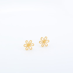 可愛 小雛菊 花朵 Daisy s925 純銀 厚鍍24k純金 耳環 耳夾 情人節禮物 第5張的照片