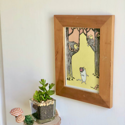 〜オレンジぐるぐる〜キノコ付き　木製 飾り棚 ミニ (左から） 6枚目の画像