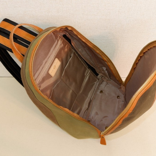 賀茂かばんリスリュック牛革パラフィンキャンバス日本製