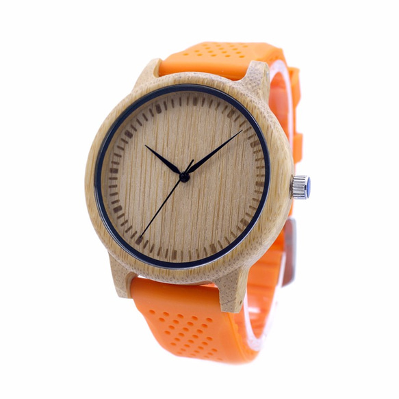 腕時計　竹　温もりある天然木製　ウッド ハンドメイド　シリコンベルトシリーズ 3枚目の画像