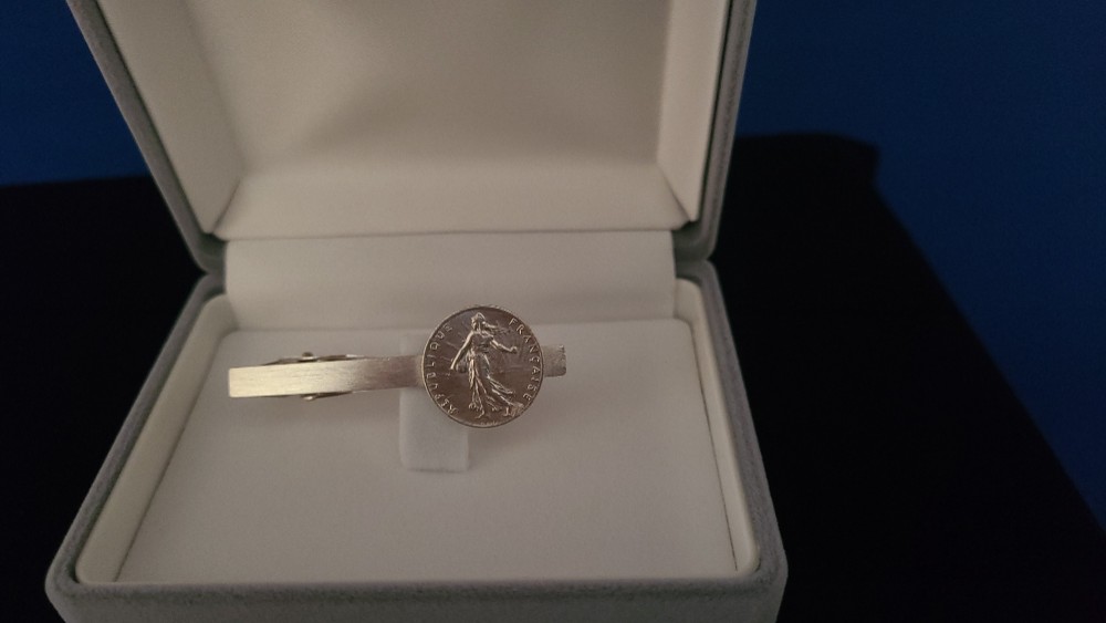 銀貨タイピン フランス50サンチーム銀貨