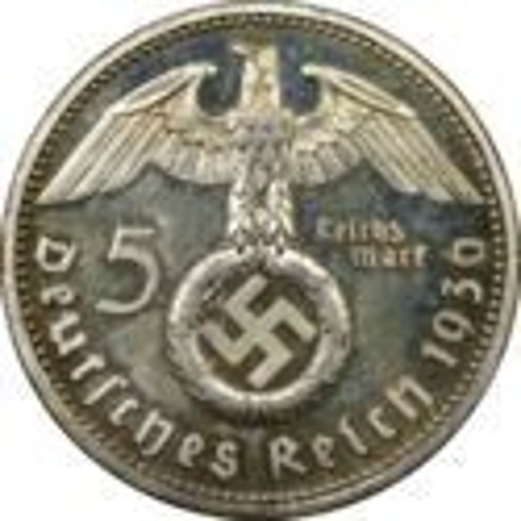 銀貨カットペンダント　ドイツ第3帝国（ナチスドイツ）5マルク銀貨 9枚目の画像