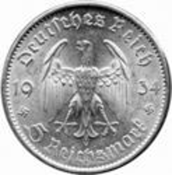 銀貨カットペンダント　ドイツ第3帝国（ナチスドイツ）5マルク銀貨 8枚目の画像
