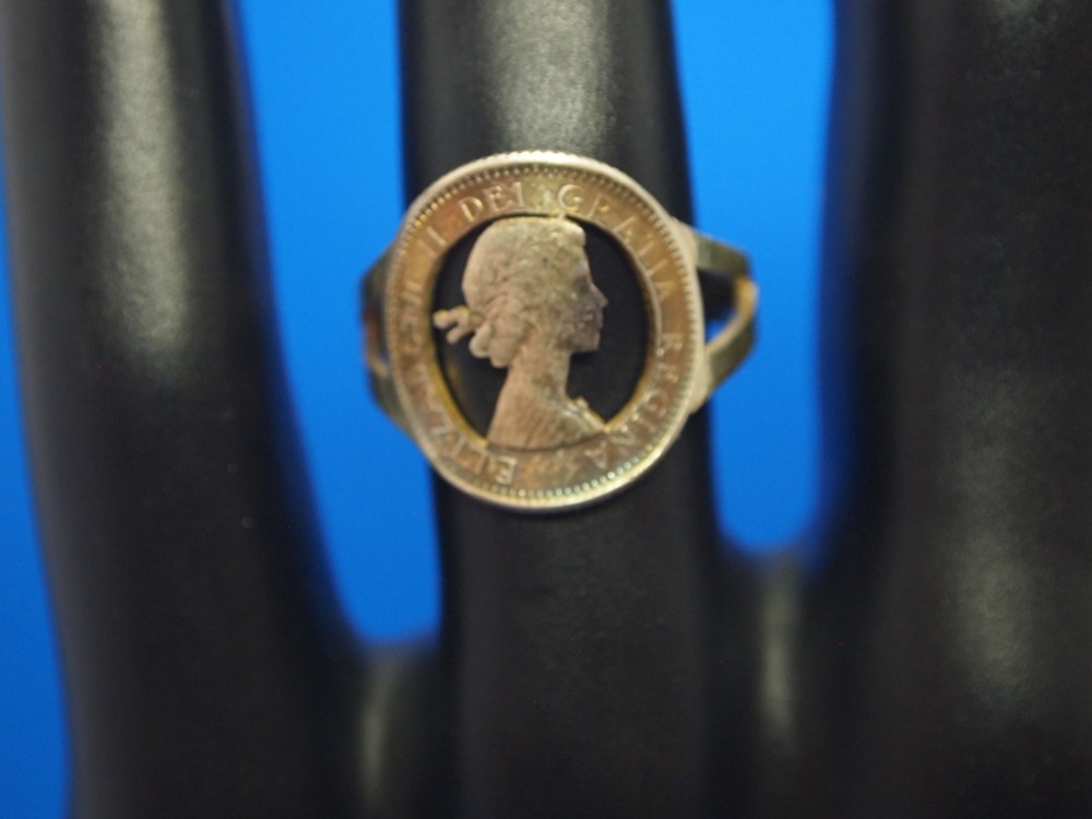 カナダ１０￠銀貨　カットサイズリング