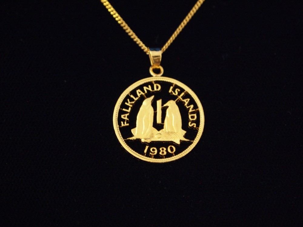 コインカットペンダント　フォークランド諸島1ペニー