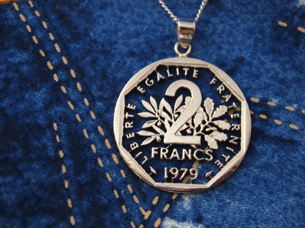 コインカットペンダント　フランス2フラン