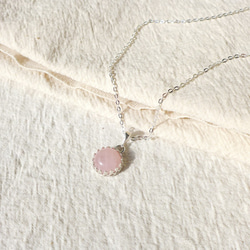 ♥白っぽいイチゴミルク♥ ローズクォーツ ネックレス sv925 天然石 ネックレス 2枚目の画像
