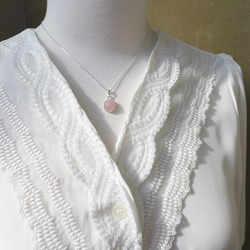 ♥白っぽいイチゴミルク♥ ローズクォーツ ネックレス sv925 天然石 ネックレス 5枚目の画像