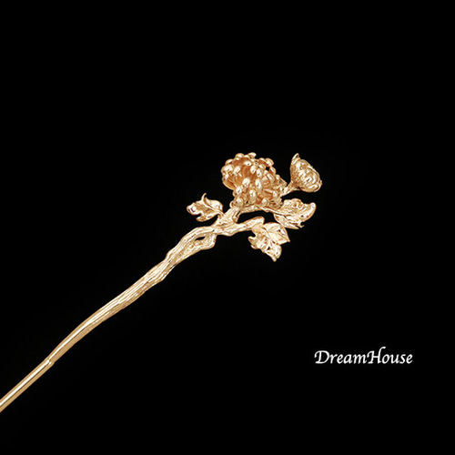 菊のかんざし サンゴ 着物 簪 髪飾り 振袖、訪問着などに 髪飾り かんざし 「花月ピン 金の桜 F19-116G」 簪 勝山