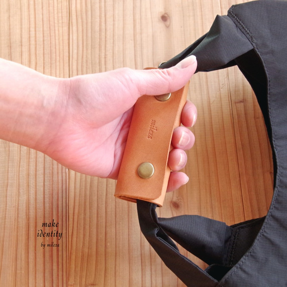 【SALE】【グリップ強め仕様】革製持ち手カバー（ハンドグリップ）（イタリアンレザー：ライトタン色） 5枚目の画像