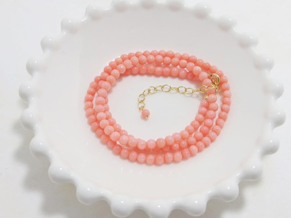 *N32* 高品質ピンク珊瑚AAA☆ネックレス(40cm) 1枚目の画像