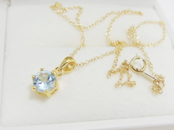 *N48*宝石質スカイブルートパーズAAAブリリアントカット☆ネックレス 1枚目の画像