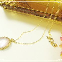 * N86-1 *高品質的粉紅色貝殼和水晶AAA☆皇冠項鍊 第4張的照片
