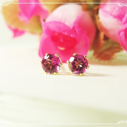 * P38 *寶石品質的粉紅色黃玉AAA☆（明亮式切割4毫米）☆晶耳環 第1張的照片