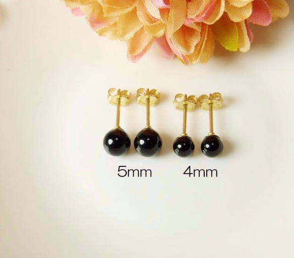 ★SALE★*P169*天然石オニキスAAA（4ｍｍ）☆スタッドピアス 4枚目の画像